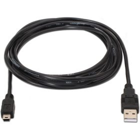 CABLE USB 2.0 AISENS A101-0024 - CONECTORES USB TIPO A MACHO/ USB TIPO MINI B MACHO - 1M - NEGRO