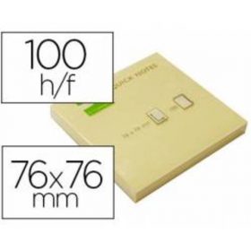 BLOC DE NOTAS ADHESIVAS QUITA Y PON Q-CONNECT 76X76 MM CON 100 HOJAS