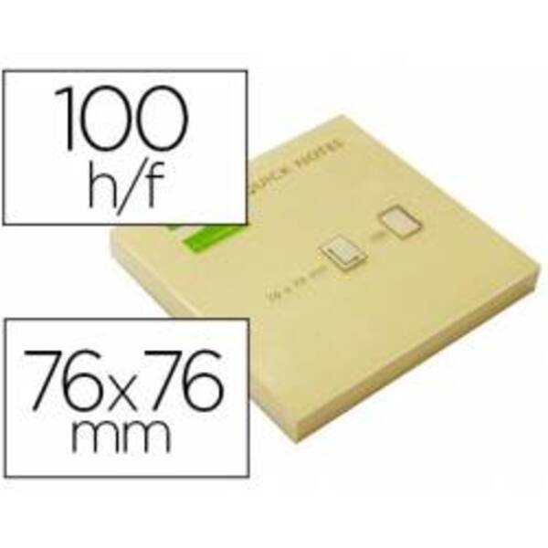 BLOC DE NOTAS ADHESIVAS QUITA Y PON Q-CONNECT 76X76 MM CON 100 HOJAS
