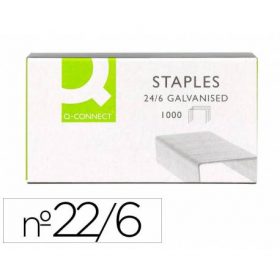 GRAPAS Q-CONNECT  Nº 22/6 24/6 GALVANIZADAS CAJA DE 1000 UNIDADES