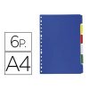 SEPARADOR LIDERPAPEL PLASTICO JUEGO DE 6 SEPARADORES FOLIO 6 TALADROS