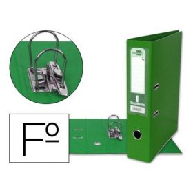 ARCHIVADOR DE PALANCA LIDERPAPEL FOLIO DOCUMENTA FORRADO PVC CON RADO LOMO 75MM VERDE COMPRESOR METALICO