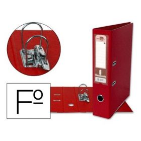 ARCHIVADOR DE PALANCA LIDERPAPEL FOLIO DOCUMENTA FORRADO PVC CON RADO LOMO 75MM ROJO COMPRESOR METALICO