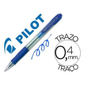 BOLIGRAFO PILOT SUPER GRIP AZUL RETRACTIL SUJECION DE CAUCHO TINTA BASE DE ACEITE
