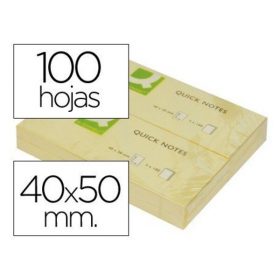 BLOC DE NOTAS ADHESIVAS QUITA Y PON Q-CONNECT 40X50 MM CON 100 HOJAS