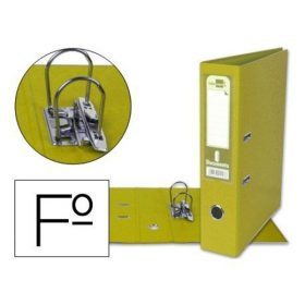 ARCHIVADOR DE PALANCA LIDERPAPEL FOLIO DOCUMENTA FORRADO PVC CON RADO LOMO 75MM AMARILLO COMPRESOR METALICO