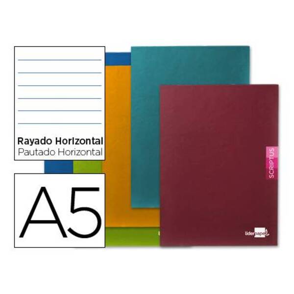 LIBRETA LIDERPAPEL SCRIPTUS A5 PLUS 48 HOJ. 90G/M2 HORIZONTAL CON MARGEN