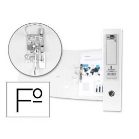 ARCHIVADOR DE PALANCA LIDERPAPEL FOLIO DOCUMENTA FORRADO PVC CON RADO LOMO 75MM BLANCO CON COMPRESOR