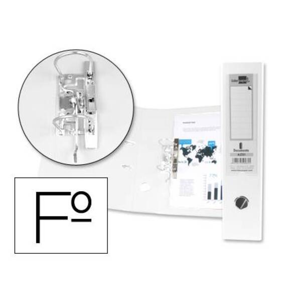ARCHIVADOR DE PALANCA LIDERPAPEL FOLIO DOCUMENTA FORRADO PVC CON RADO LOMO 75MM BLANCO CON COMPRESOR
