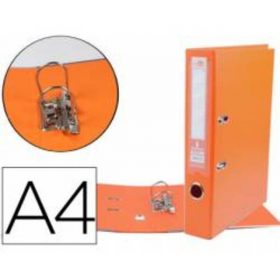 ARCHIVADOR DE PALANCA LIDERPAPEL A4 DOCUMENTA FORRADO PVC CON RADO LOMO 75MM NARANJA COMPRESOR METALICO