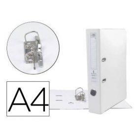 ARCHIVADOR DE PALANCA LIDERPAPEL A4 DOCUMENTA FORRADO PVC CON RADO LOMO 75MM BLANCO COMPRESOR METALICO