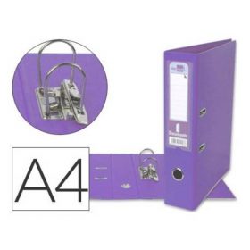 ARCHIVADOR DE PALANCA LIDERPAPEL A4 DOCUMENTA FORRADO PVC CON RADO LOMO 75 MM LILA COMPRESOR METALICO