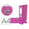 ARCHIVADOR DE PALANCA LIDERPAPEL A4 DOCUMENTA FORRADO PVC CON RADO LOMO 75 MM ROSA COMPRESOR METALICO