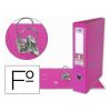 ARCHIVADOR DE PALANCA LIDERPAPEL FOLIO DOCUMENTA FORRADO PVC CON RADO LOMO 75 MM ROSA COMPRESOR METALICO