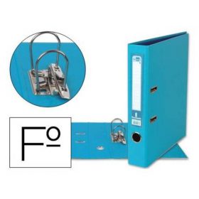 ARCHIVADOR DE PALANCA LIDERPAPEL FOLIO DOCUMENTA FORRADO PVC CON RADO LOMO 52 MM CELESTE COMPRESOR METALICO