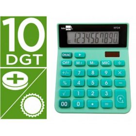 CALCULADORA LIDERPAPEL SOBREMESA XF24 10 DIGITOS SOLAR Y PILAS COLOR VERDE 127X105X24 MM