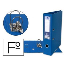 ARCHIVADOR DE PALANCA LIDERPAPEL FOLIO DOCUMENTA FORRADO PVC CON RADO LOMO 75MM AZUL COMPRESOR METALICO