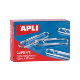 CLIPS APLI Nº2 LABIADOS 32MM CAJA DE 100 UNIDADES