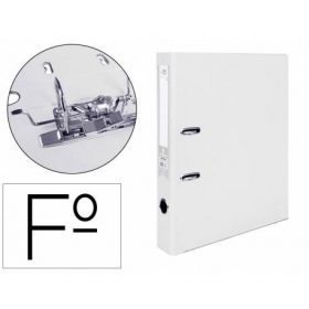ARCHIVADOR DE PALANCA LIDERPAPEL FOLIO DOCUMENTA FORRADO PVC CON RADO LOMO 52 MM BLANCO COMPRESOR METALICO