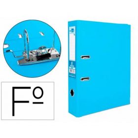 ARCHIVADOR DE PALANCA LIDERPAPEL FOLIO DOCUMENTA FORRADO PVC CON RADO LOMO 75 MM CELESTE COMPRESOR METALICO