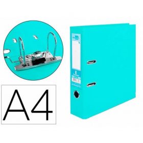 ARCHIVADOR DE PALANCA LIDERPAPEL A4 DOCUMENTA FORRADO PVC CON RADO LOMO 75 MM VERDE CLARO COMPRESOR METALICO