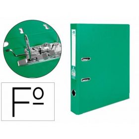 ARCHIVADOR DE PALANCA LIDERPAPEL FOLIO DOCUMENTA FORRADO PVC CON RADO LOMO 52 MM VERDE COMPRESOR METALICO