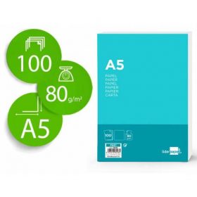 PAPEL LIDERPAPEL A5 80G/M2 LISO PAQUETE DE 100 HOJAS