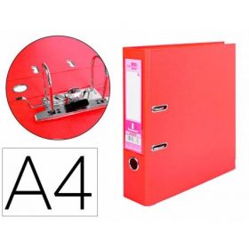 ARCHIVADOR DE PALANCA LIDERPAPEL A4 DOCUMENTA FORRADO PVC CON RADO LOMO 75 MM ROJO COMPRESOR METALICO