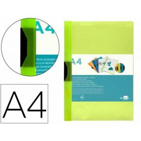 CARPETA LIDERPAPEL DOSSIER PINZA LATERAL POLIPROPILENO DIN A4 VERDE CLARO 30 HOJAS PINZA DESLIZANTE