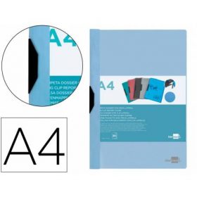 CARPETA LIDERPAPEL DOSSIER PINZA LATERAL POLIPROPILENO DIN A4 CELESTE OPACO 30 HOJAS PINZA DESLIZANTE