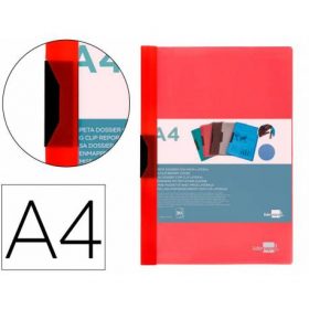 CARPETA LIDERPAPEL DOSSIER PINZA LATERAL POLIPROPILENO DIN A4 ROJO 30 HOJAS PINZA DESLIZANTE