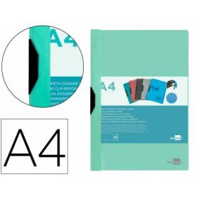 CARPETA LIDERPAPEL DOSSIER PINZA LATERAL POLIPROPILENO DIN A4 VERDE MANZANA 30 HOJAS PINZA DESLIZANTE