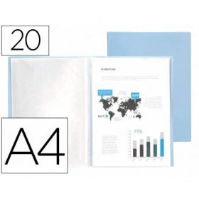 CARPETA LIDERPAPEL ESCAPARATE 20 FUNDAS POLIPROPILENO DIN A4 CELESTE OPACO