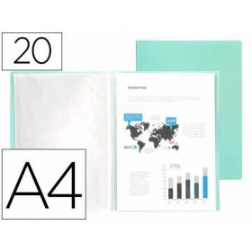 CARPETA LIDERPAPEL ESCAPARATE 20 FUNDAS POLIPROPILENO DIN A4 VERDE