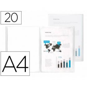 CARPETA LIDERPAPEL ESCAPARATE  20 FUNDAS POLIPROPILENO DIN A4 TRANSPARENTE TRANSLUCIDO