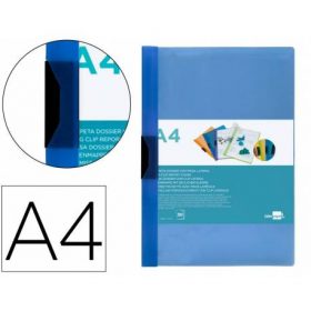 CARPETA LIDERPAPEL DOSSIER PINZA LATERAL POLIPROPILENO DIN A4 AZUL 30 HOJAS PINZA DESLIZANTE