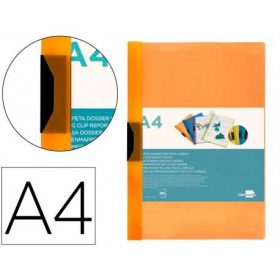 CARPETA LIDERPAPEL DOSSIER PINZA LATERAL POLIPROPILENO DIN A4 NARANJA 30 HOJAS PINZA DESLIZANTE