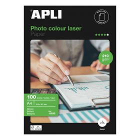PAPEL FOTOGRAFICO APLI COLOUR LASER DIN A4 PACK DE 100 HOJAS 210 GR