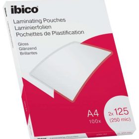 FUNDAS PARA PLASTIFICAR GLOSS IBICO 100 LAMINAS A4 125 MICRAS - PLASTIFICA PAPEL, FOTOS, TARJETAS DE VISITA - COLOR CRISTAL