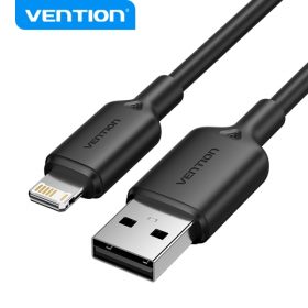 VENTION CABLE USB 2.0 LIGHTNING - GALVANZADO NICKEL TRANSMISION 480MBPS -SALIDA 2.4A -2M-COLOR NEGRO