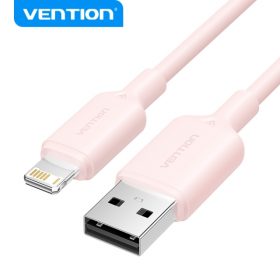 VENTION CABLE USB 2.0 LIGHTNING - GALVANZADO NICKEL TRANSMISION 480MBPS -SALIDA 2.4A -2M-COLOR ROSA