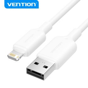 VENTION CABLE USB 2.0 LIGHTNING - GALVANZADO NICKEL TRANSMISION 480MBPS -SALIDA 2.4A -2M-COLOR BLANCO