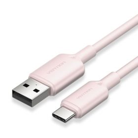 VENTION CABLE USB-C A USB-A 3A 60W-2M-TRENZADO-COLOR ROSA