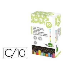 TIZA COLOR ANTIPOLVO LIDERPPALE CAJA DE 10 UNIDADES COLORES SURTIDOS