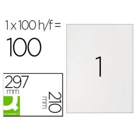 ETIQUIETA ADHESIVA Q-CONNECT TAMAÑO 210X297 MM FOTOCOPIADORA LASER INK-JET CAJA CON 100 HOJAS DIN A4
