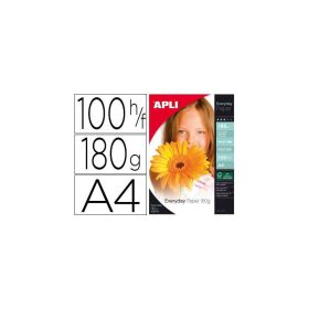 PAPEL FOTOGRAFICO APLI GLOSSY DIN A4 PACK 100 HOJAS DE 180GR